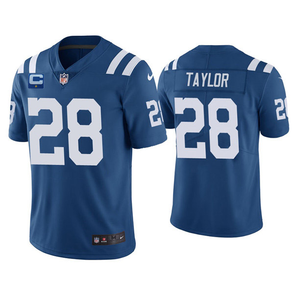 Men's Indianapolis Colts #28 Jonathan Taylor 2022 Royal With 1-star C Patch Vapor Untouchable Limited Stitched Jersey